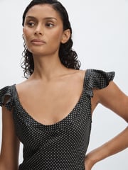 Paige Silk Satin Polka Dot Dress - Image 3 of 6