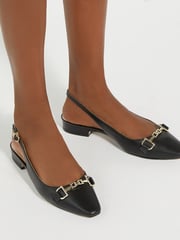 Dune London Black Hopewell Snaffle Slingback Shoes - Image 1 of 6