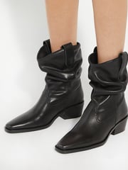 Dune London Black Prims Slouch Western Boots - Image 1 of 6