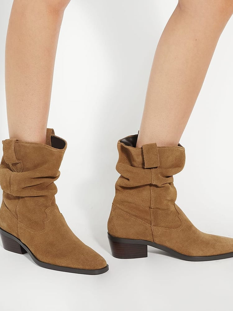 Dune London Cream Prims Slouch Western Boots - Image 1 of 6