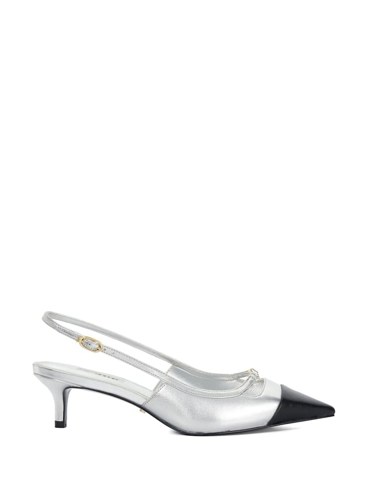 Dune London Silver Capsule Branded Kitten Slingback Shoes - Image 2 of 6