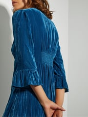 Monsoon Blue Mabel V-Front Crushed Velvet Midi Dress - Image 2 of 3