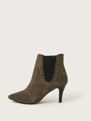 Monsoon Green Oriana Suede Stud Heeled Boots - Image 2 of 4