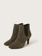 Monsoon Green Oriana Suede Stud Heeled Boots - Image 3 of 4
