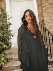 Monsoon Black Aurelia Long Sleeve Ruffle Midi Dress - Image 2 of 8