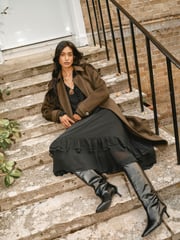 Monsoon Black Aurelia Long Sleeve Ruffle Midi Dress - Image 5 of 8