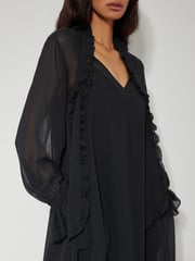 Monsoon Black Aurelia Long Sleeve Ruffle Midi Dress - Image 7 of 8