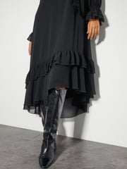 Monsoon Black Aurelia Long Sleeve Ruffle Midi Dress - Image 8 of 8