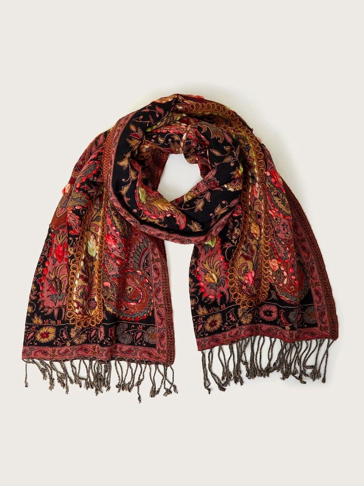 Monsoon Red Jade Large Paisley Scarf - Image 2 of 2 Monsoon Red Jade Large Paisley Scarf - Image 2 of 2