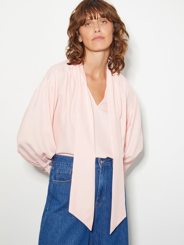 Monsoon Pink Ann Pussybow Embellished Blouse - Image 2 of 4 Monsoon Pink Ann Pussybow Embellished Blouse - Image 2 of 4