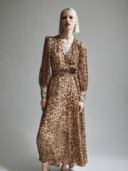 Bardot Brown Leopard Print Lucianna Maxi Wrap Dress - Image 1 of 5