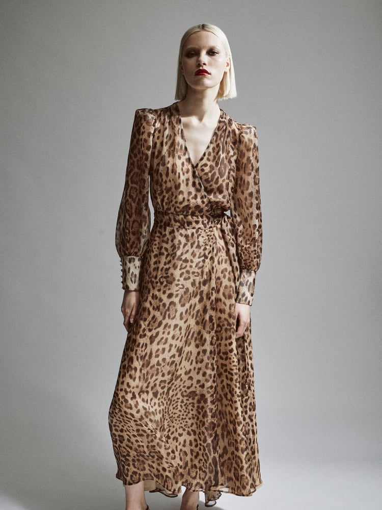 Bardot Brown Leopard Print Lucianna Maxi Wrap Dress - Image 1 of 5