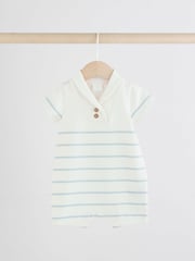 Blue/White Stripe Textured Baby Rompers 2 Pack - Image 3 of 8