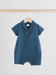 Blue/White Stripe Textured Baby Rompers 2 Pack - Image 4 of 8