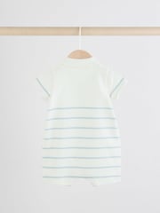 Blue/White Stripe Textured Baby Rompers 2 Pack - Image 5 of 8
