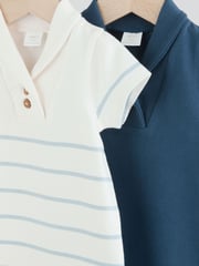 Blue/White Stripe Textured Baby Rompers 2 Pack - Image 6 of 8