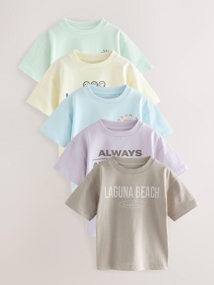 Multi Pastel Short Sleeve T-Shirts 5 Pack (3mths-7yrs) - Image 1 of 10