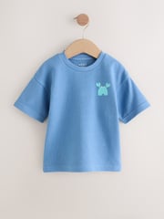 White/Blue Short Sleeve Textured T-Shirts 3 Pack (3mths-7yrs) - Image 3 of 7