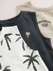 Multi Palm Tree 100% Cotton Vests 3 Pack (3mths-7yrs) - Image 7 of 7