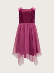Monsoon Pink Sleeveless Velvet Mesh Corsage Dress - Image 2 of 2