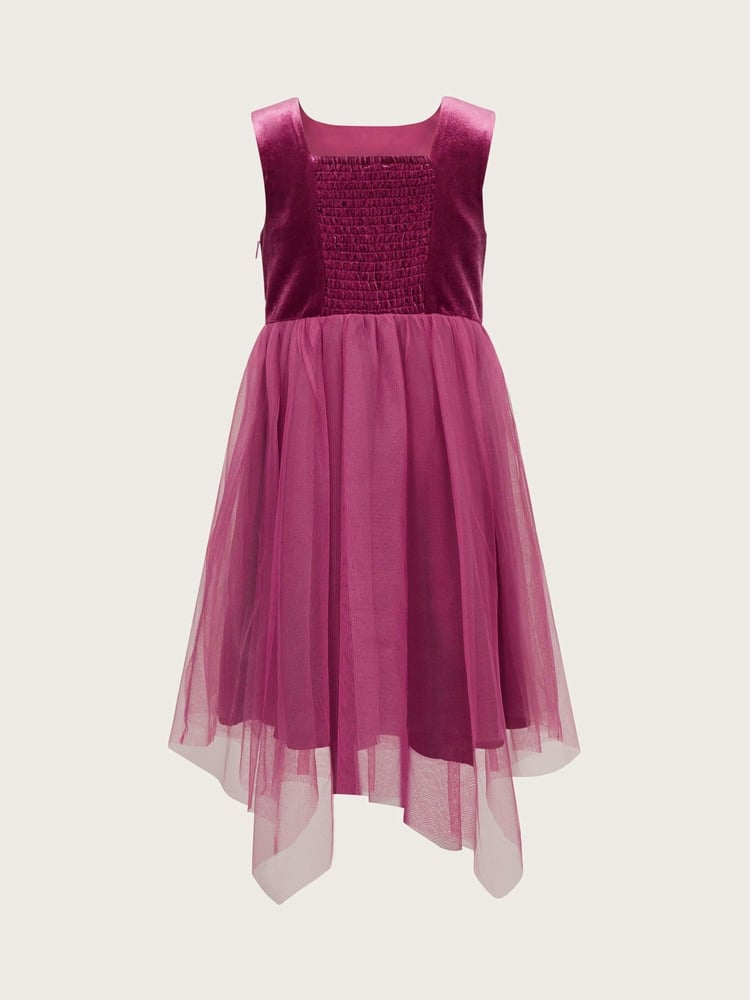 Monsoon Pink Sleeveless Velvet Mesh Corsage Dress - Image 2 of 2
