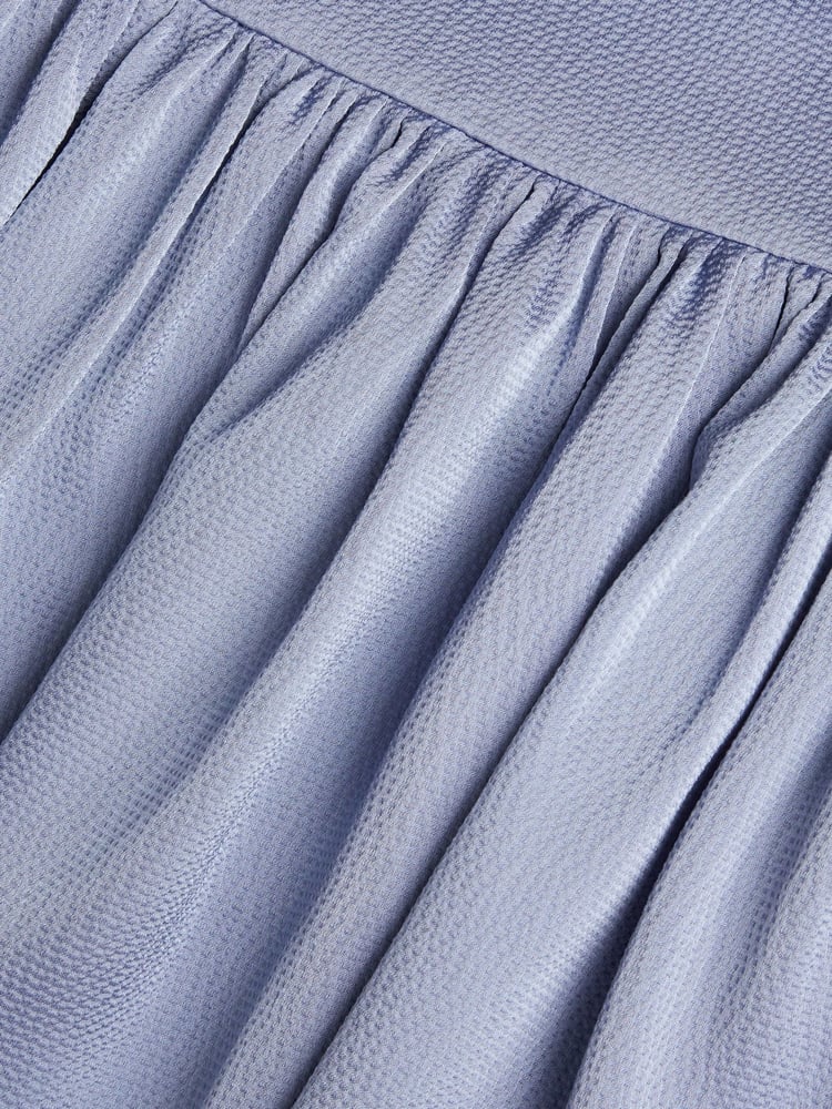 Monsoon Blue Textured Satin Puff Sleeve Dress - Image 3 of 3