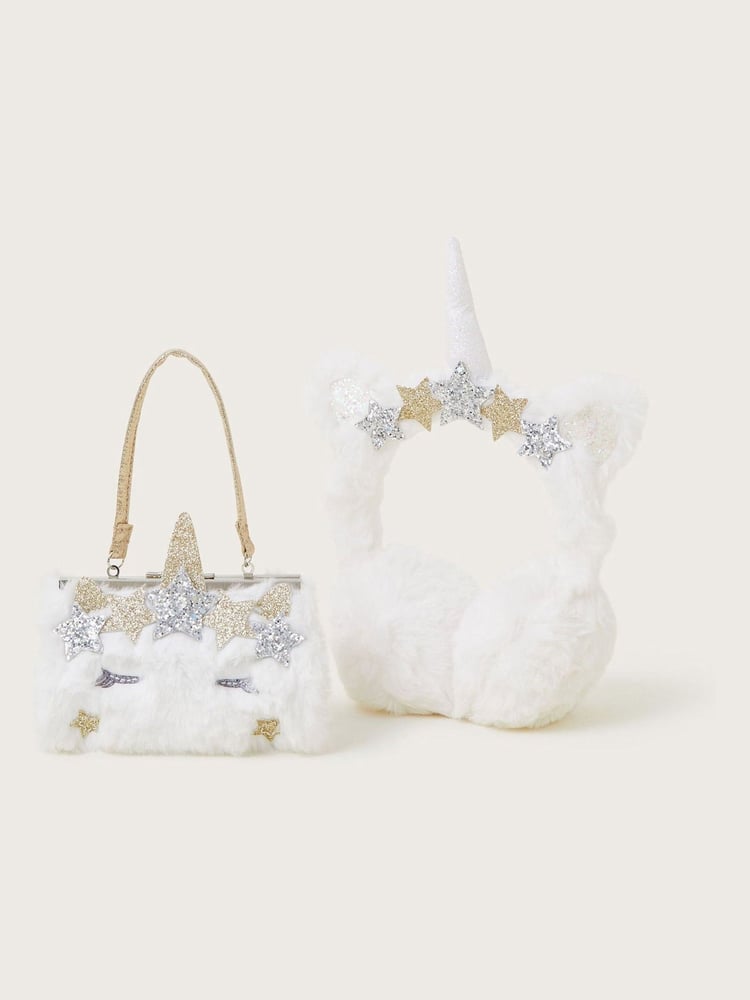 Monsoon Natural Galactic Unicorn Earmuffs and Bag Set - Image 1 of 2