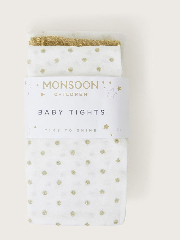 Monsoon Gold Baby Glitter Tights 3 Pack - Image 1 of 2