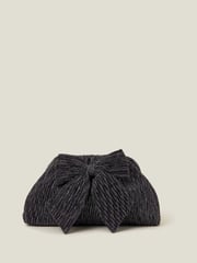 Accessorize Black Metallic Plisse Bow Clutch Bag - Image 1 of 2
