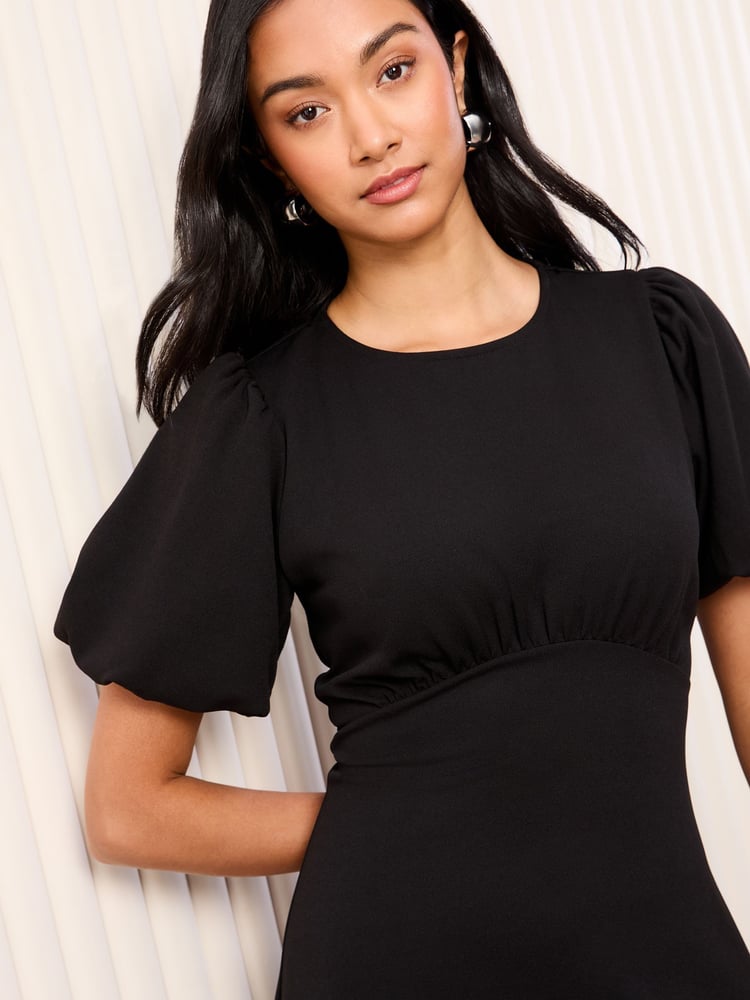Friends Like These Black Scuba Midi Dress With Diamante Necklace Trim - Image 5 of 5