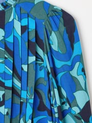 Oliver Bonas Blue Abstract Pleated Mini Dress - Image 6 of 8
