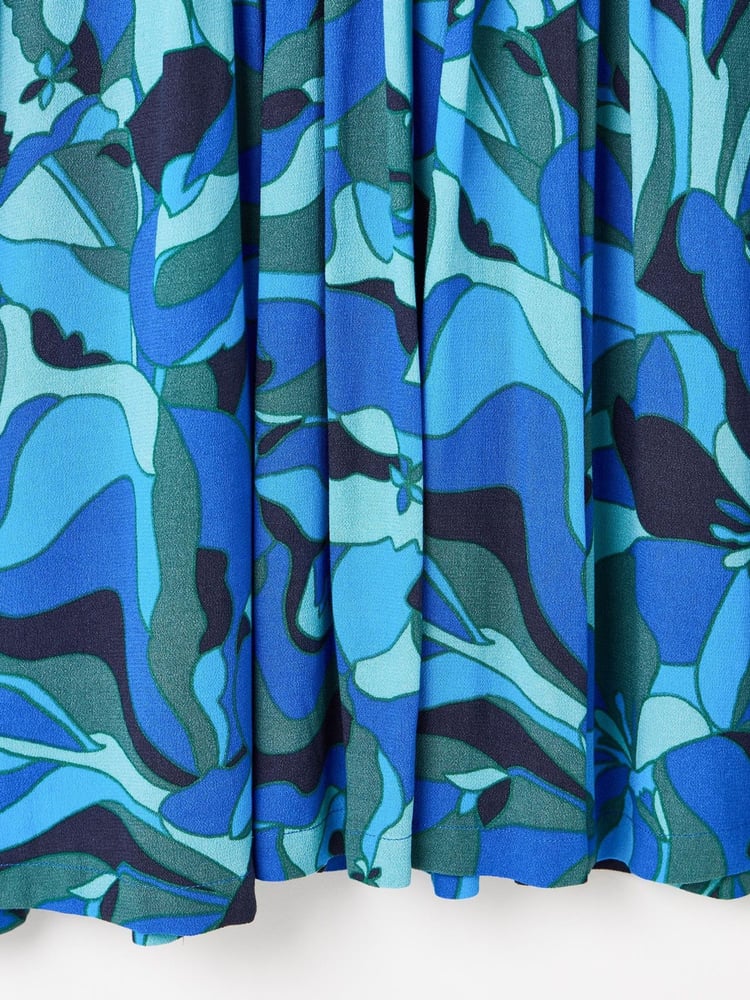 Oliver Bonas Blue Abstract Pleated Mini Dress - Image 8 of 8