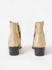 Oliver Bonas Gold Iridescent Heeled Western Cowboy Boots - Image 5 of 8