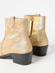 Oliver Bonas Gold Iridescent Heeled Western Cowboy Boots - Image 7 of 8