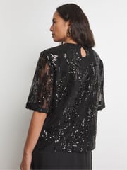 Joanna Hope Sequin Black Top - Image 2 of 4