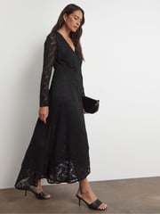 Joanna Hope Lace Wrap Black Dress - Image 1 of 4