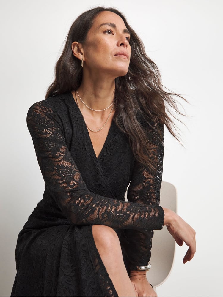 Joanna Hope Lace Wrap Black Dress - Image 4 of 4