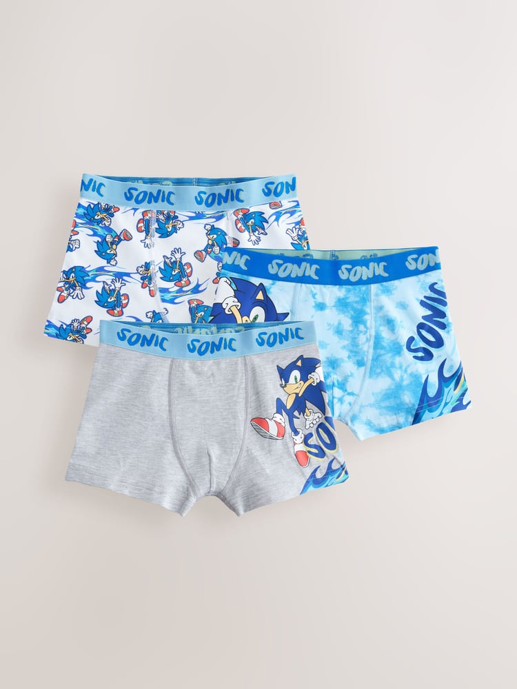 Blue Sonic Boxers 3 Pack (2-14yrs) - Image 1 of 7