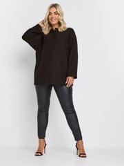 Yours Curve Black Collared Jewel Jumper - Image 2 of 5