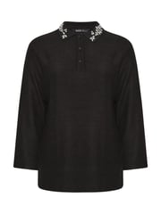 Yours Curve Black Collared Jewel Jumper - Image 5 of 5
