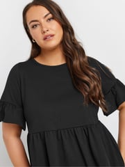 Yours Curve Black Frill Sleeve Smock Tunic Dress - Image 4 of 5