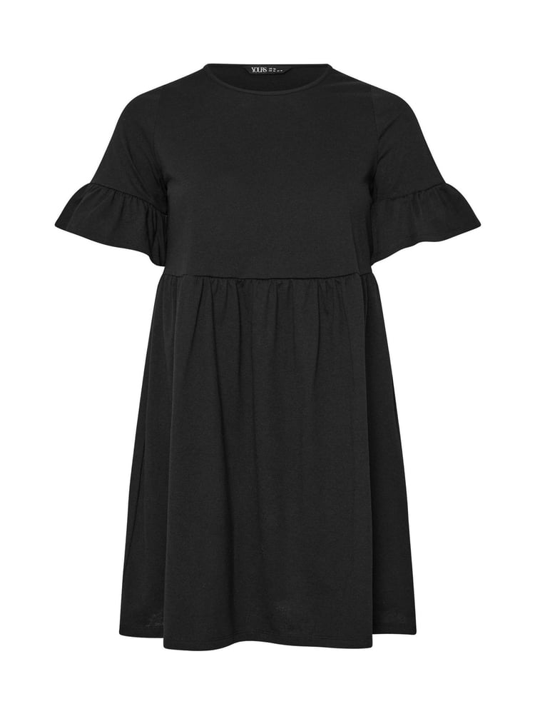 Yours Curve Black Frill Sleeve Smock Tunic Dress - Image 5 of 5 Yours Curve Black Frill Sleeve Smock Tunic Dress - Image 5 of 5