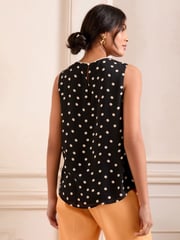 Love & Roses Black/White Spot Sleeveless Scallop Detail Shell Top - Image 4 of 4