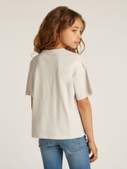 Calvin Klein Cream Monologo Glitter 100% Cotton T-Shirt - Image 2 of 5