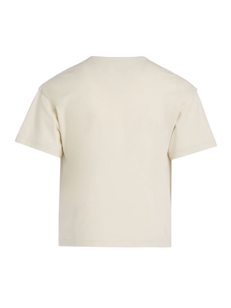 Calvin Klein Cream Monologo Glitter 100% Cotton T-Shirt - Image 5 of 5