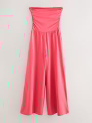Coral Pink Bandeau Jersey 100% Cotton Jumpsuit - Image 6 of 8