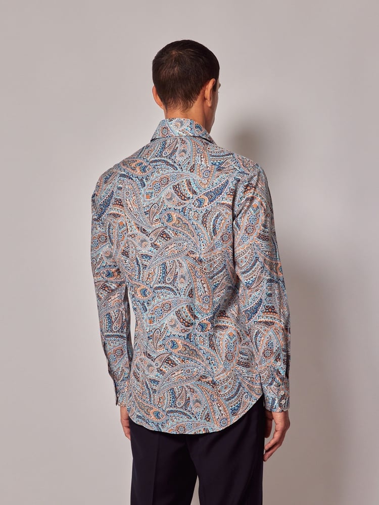 Hawes & Curtis Orange Circus Paisley 100% Cotton Shirt - Image 2 of 3
