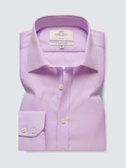 Hawes & Curtis Slim Non-Iron Dogtooth 100% Cotton Purple Shirt - Image 2 of 3
