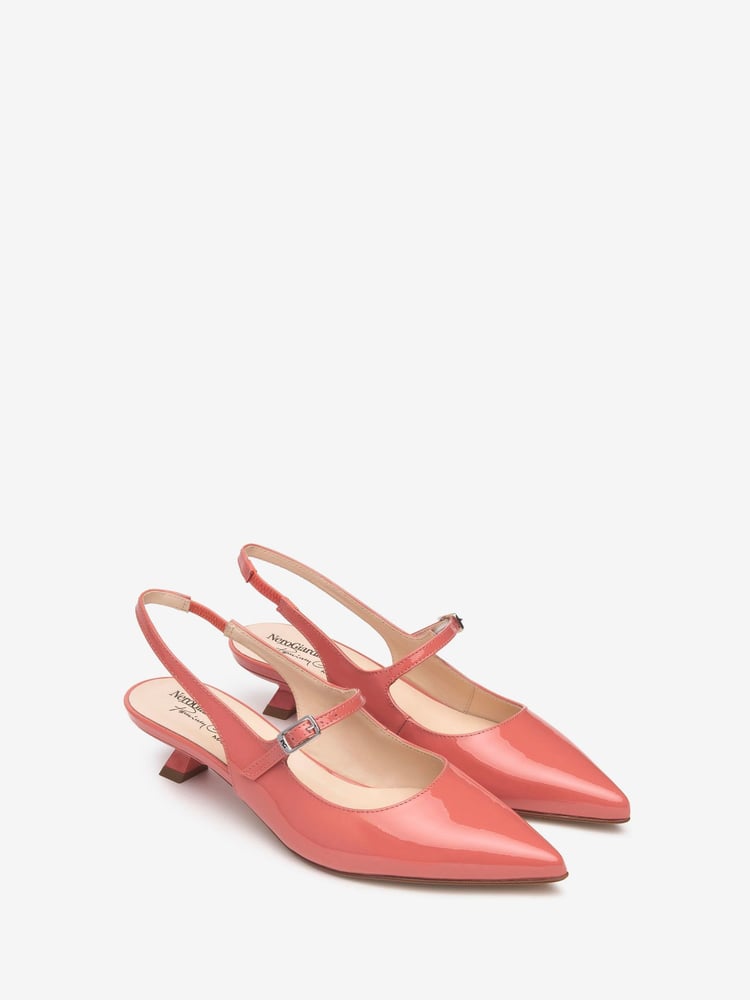 NeroGiardini Pink Leather Slingback Kitten Heels - Image 2 of 5