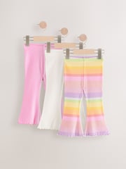 Rainbow Ribbed Flare Leggings 3 Pack (3mths-7yrs) - Image 1 of 6